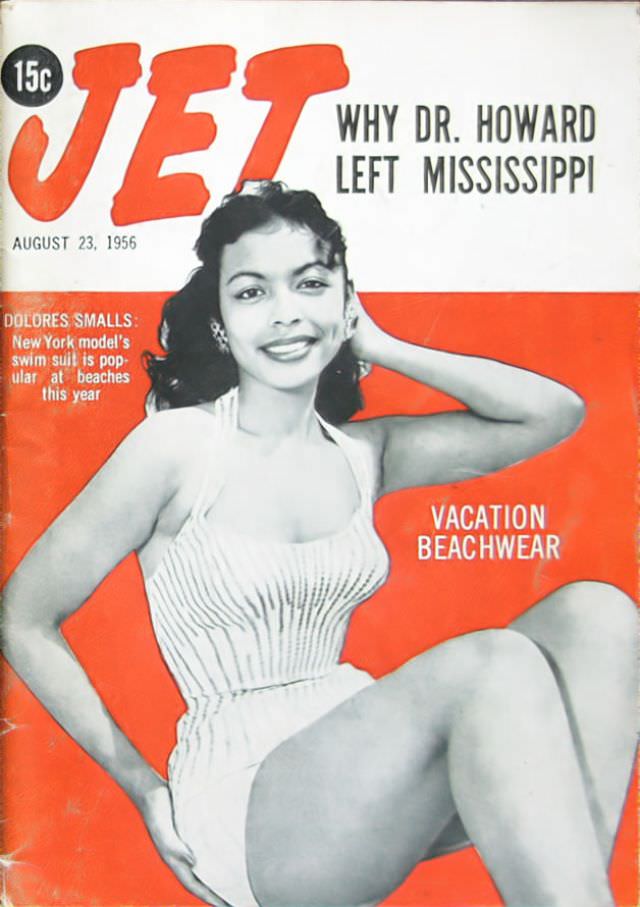 #36 Dolores Smalls Models Vacation Beachwear, Jet Magazine, August 23, 1956