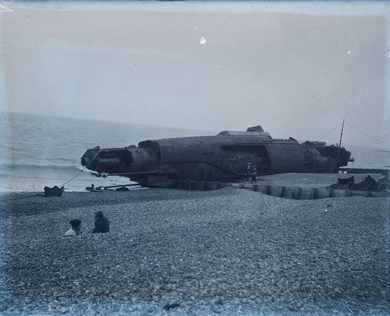#36 Beached submarine, possibly German U-Boat U131 at Hastings, East Sussex