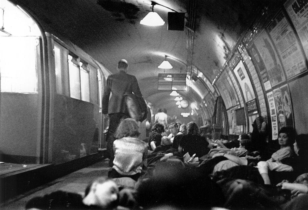 #26 Londoners sheltering in an underground station during an air raid, 1940