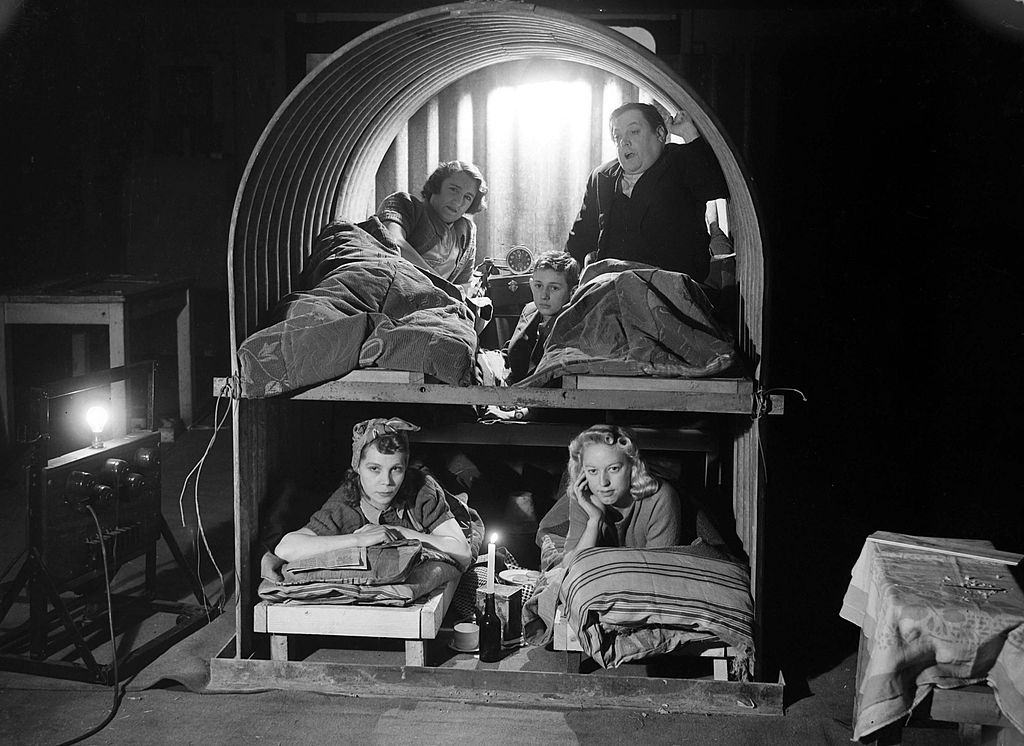 #61 Londoners settle down for the night in an underground shelter, 1940