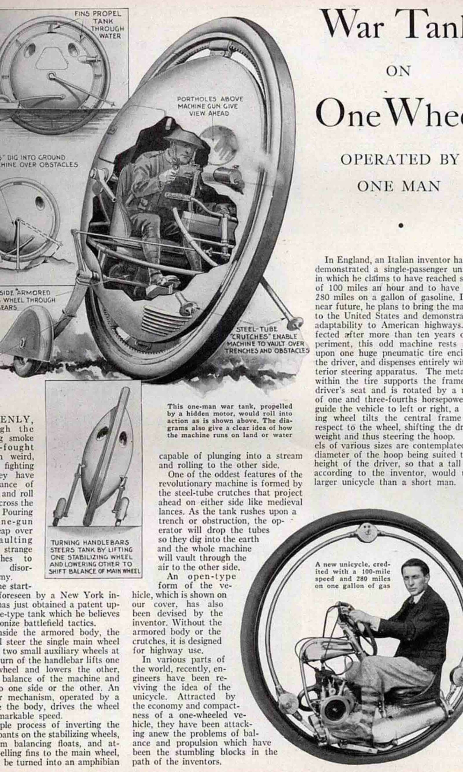 Monowheel: Facts and Historical Photos of the Bizarre Vehicle Inventions