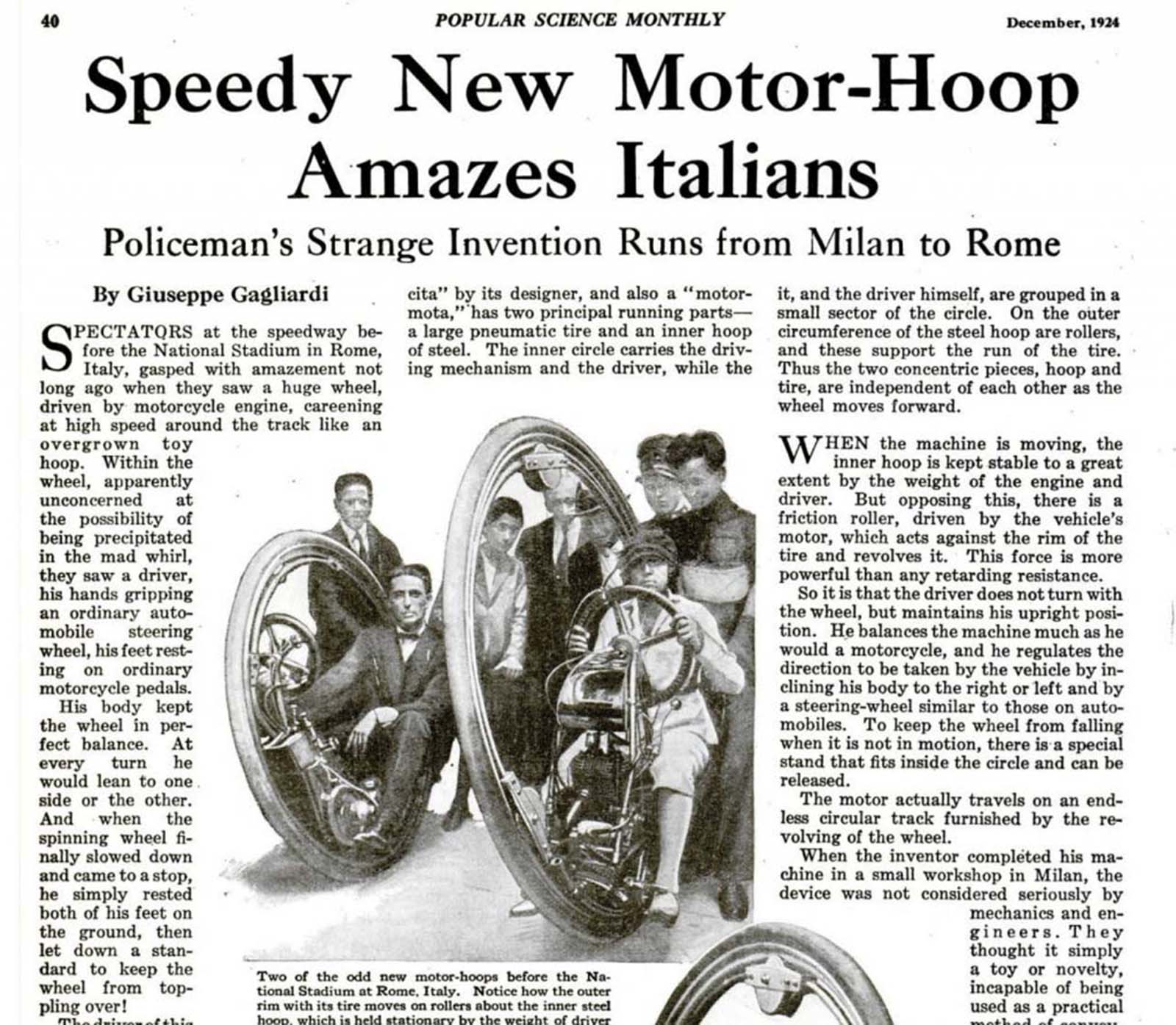 Monowheel: Facts and Historical Photos of the Bizarre Vehicle Inventions
