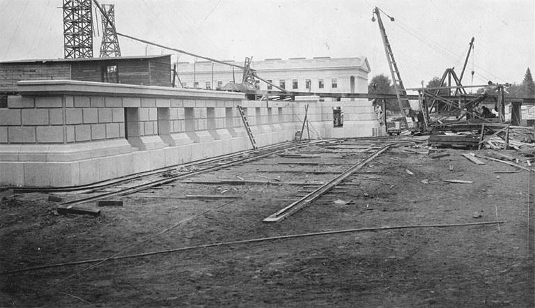 #24 Early stonework on Legislative Building, Washington State Capitol complex construction, Olympia, 1922