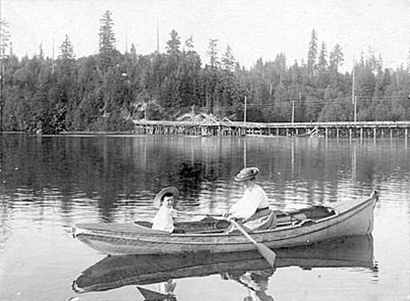 #22 A woman and a child in a canoe on the Deschutes Estuary, Olympia, 1890s