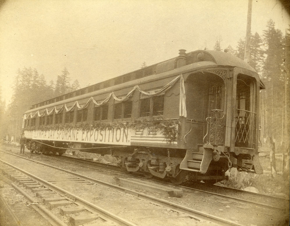 #49 Pullman Palace Car headed to Spokane Exposition, Olympia, 1890