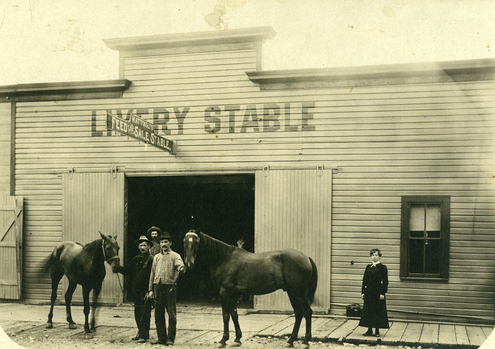 #61 A livery stable, identified as Mattingly’s Livery Stable, Olympia, 1896