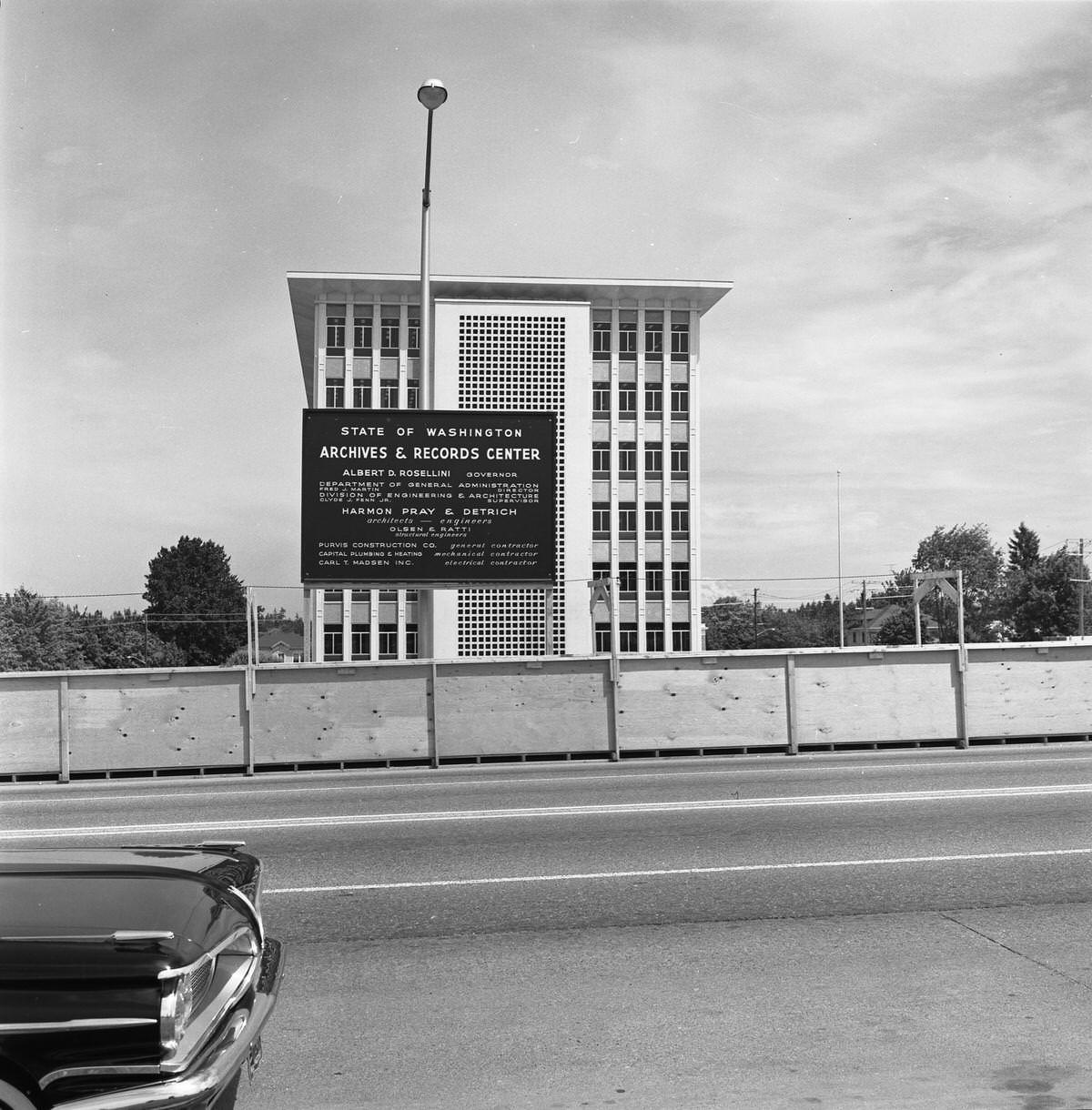 #25 State of Washington Archives and Records Center building site and sign, 1962