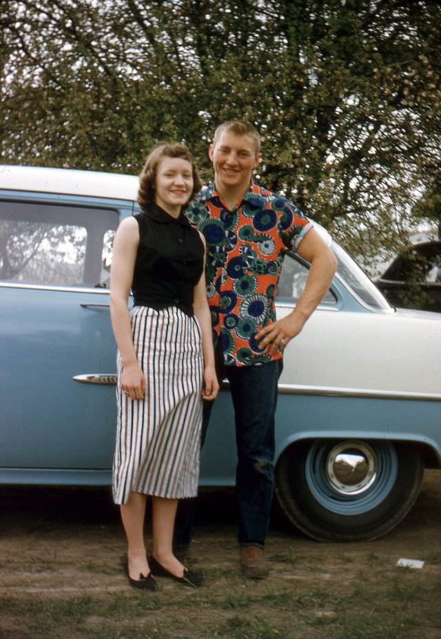 #22 Dick and Sara with 1955 Chevrolet, 1956