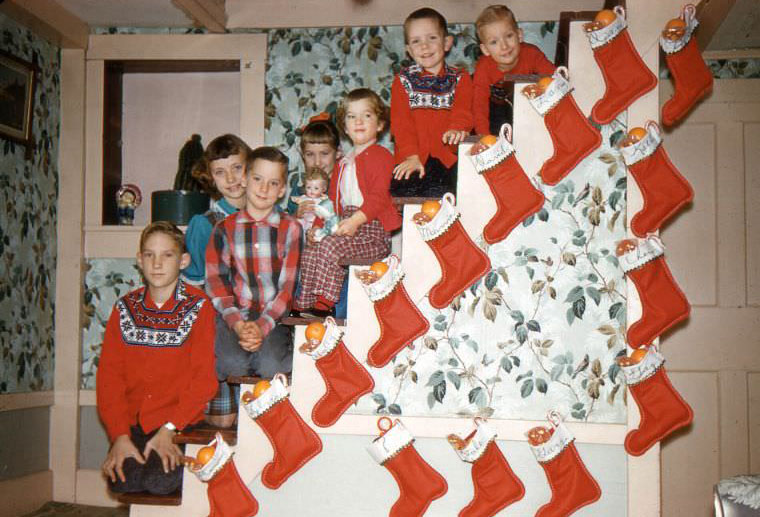 #24 Children on stairs, Christmas 1958