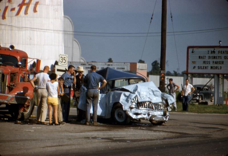 #29 Wrecked car, Route 35, July 1958