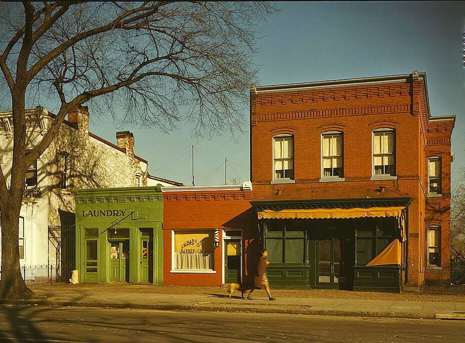 #57 Laundry, barbershop and stores, Washington, D.C., 1950s
