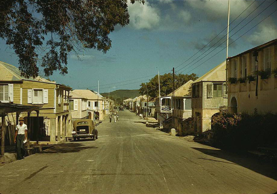 #59 Street in a town Frederiksted, St. Croix, in the Virgin Islands, 1950s