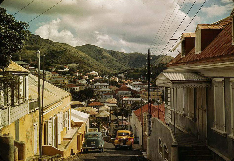 #60 One of the steep streets on the hillsides, Charlotte Amalie, St. Thomas, Virgin Islands, 1950s
