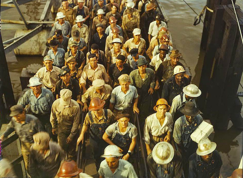 #71 Workers leaving Pennsylvania shipyards, Beaumont, Texas, 1950s