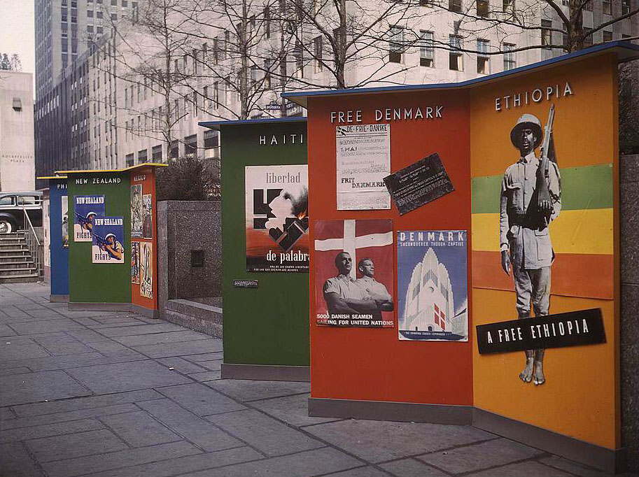 #76 Rockefeller Plaza, exhibit for United Nations by OWI, New York, N.Y., 1950s
