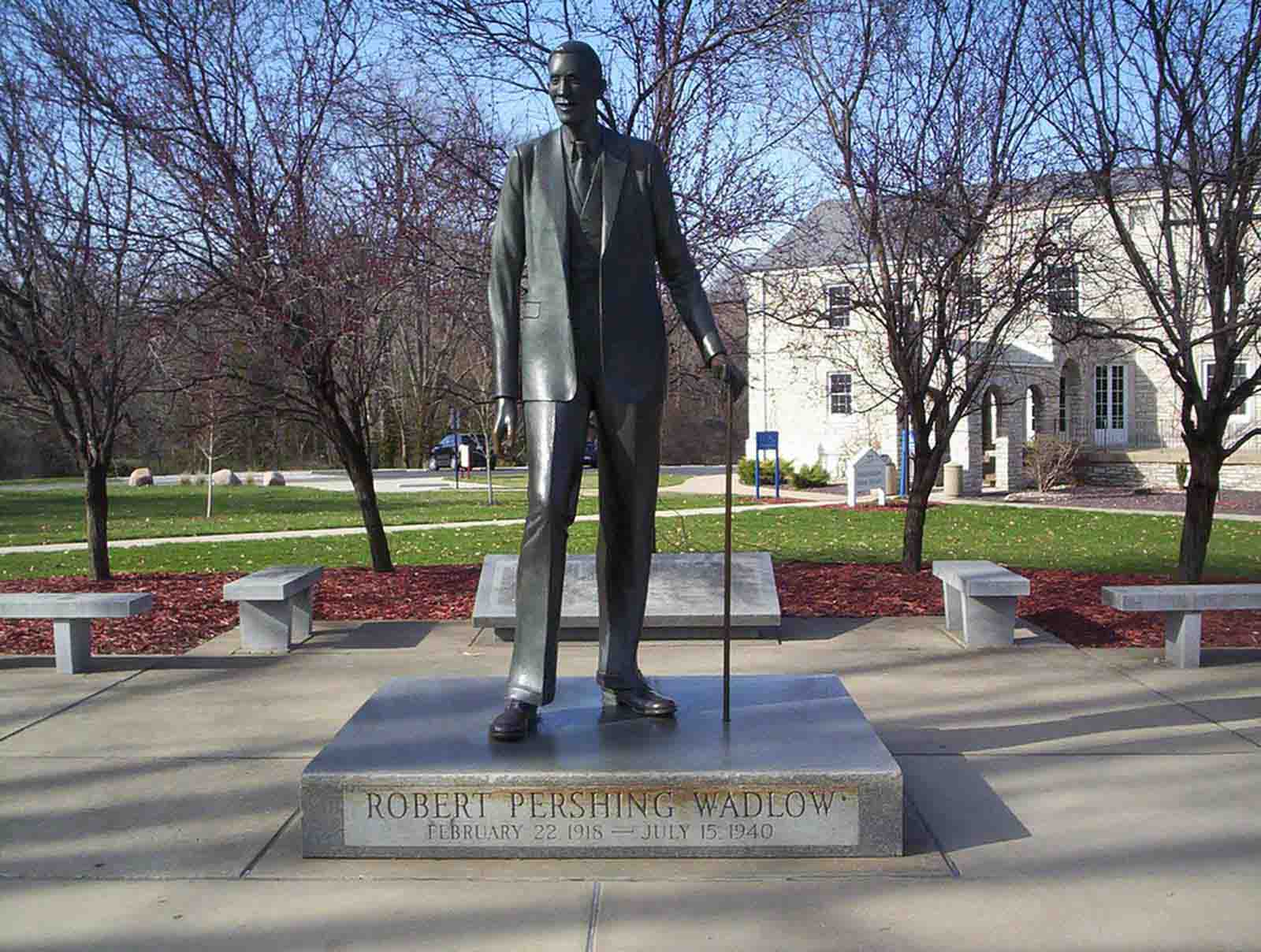 #38 A life-size statue of Robert Wadlow stands in his hometown of Alton, Illinois.
