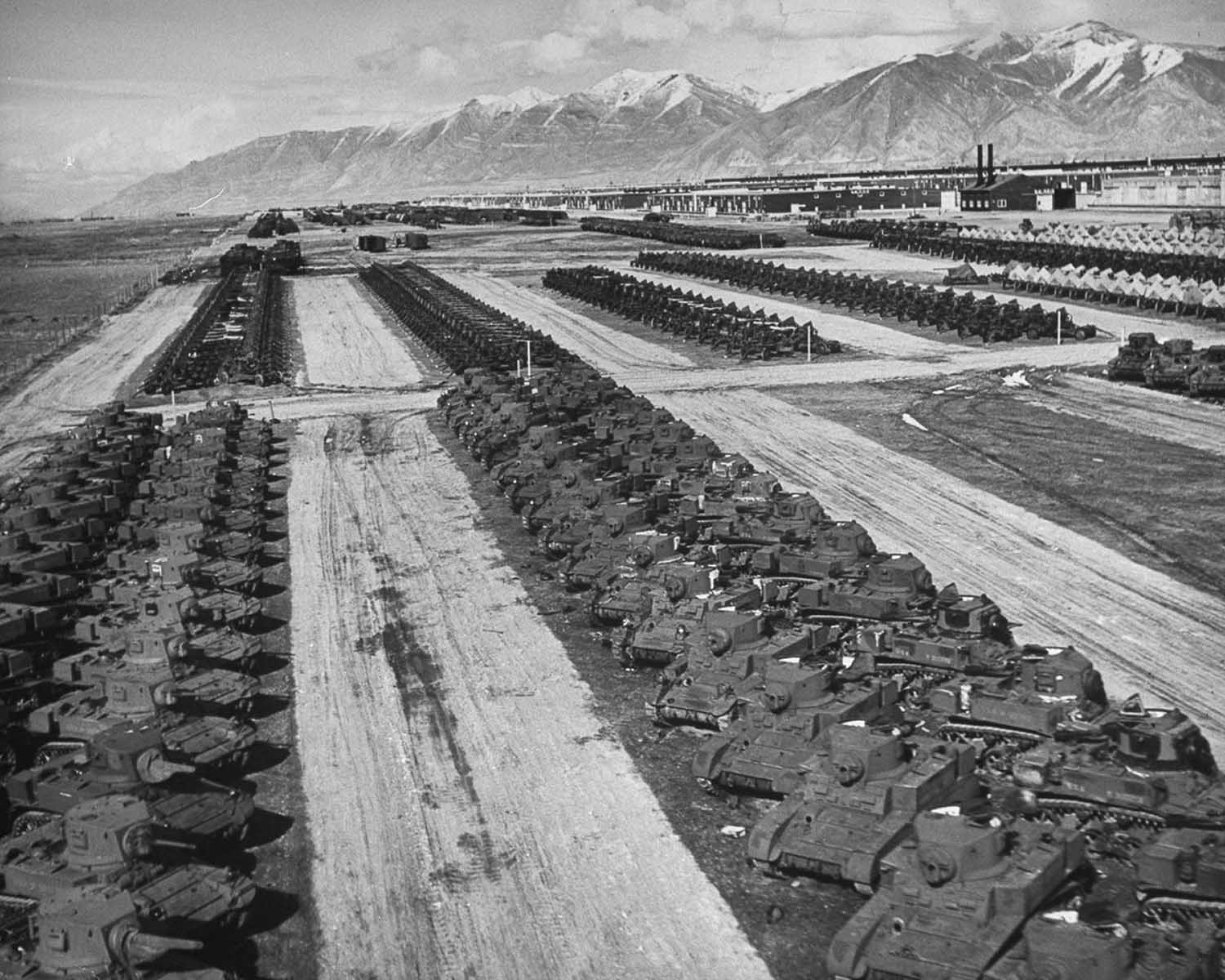 #2 Armored vehicles sit in storage at a U.S. facility, 1946.