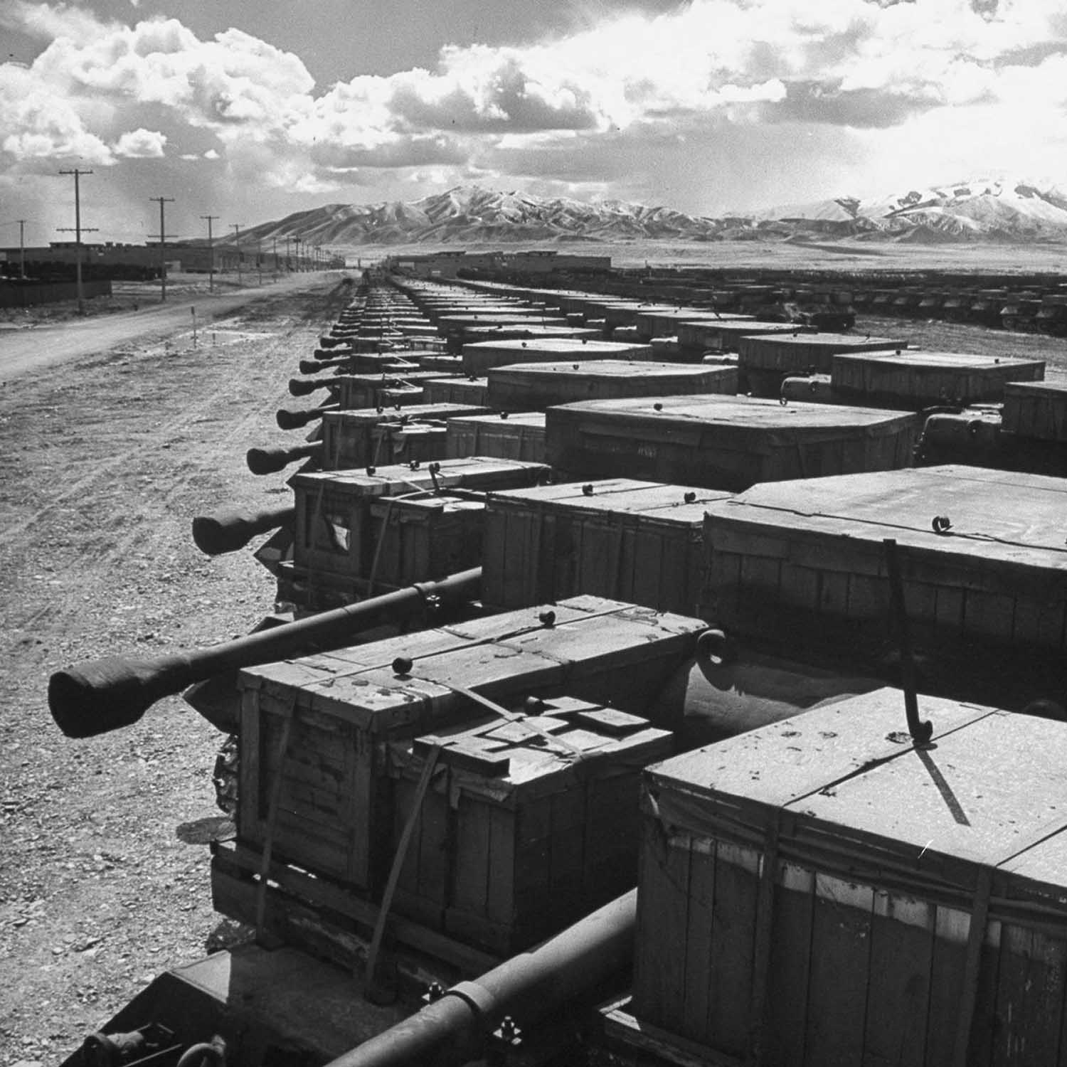 #11 800 military Jeeps await auction at a storage facility in England, 1946.