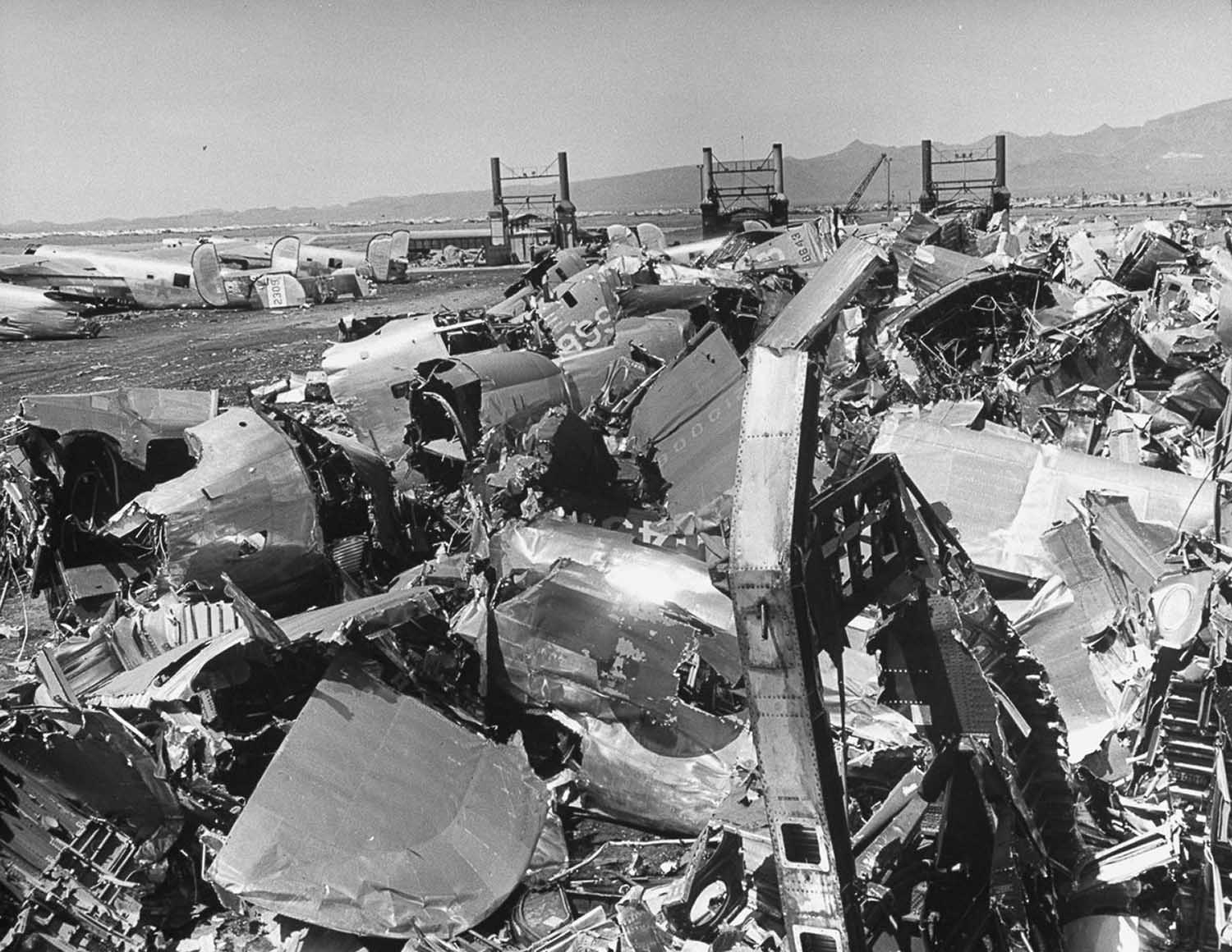#9 Engines are removed from mothballed planes at Kingman Air Force Base, 1947.