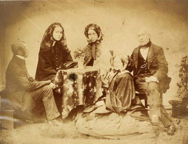 #19 Calvert Richard Jones, Lady Brewster, Mrs Jones, Sir David Brewster and Miss Parnell (seated)