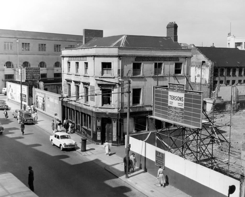 #74 The Oxford Hotel in The Hayes area, Cardiff, Wales, July 1961.