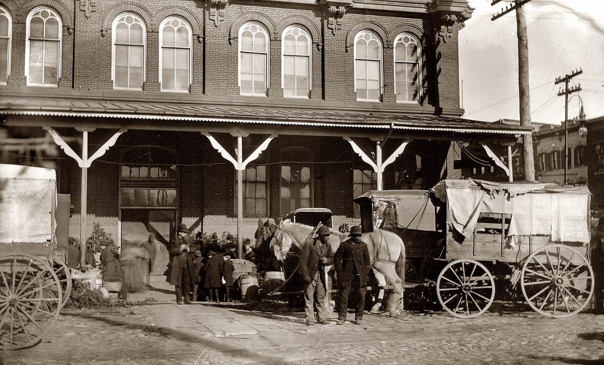 #4 Wagons at the Center Market, Washington, D.C., 1890.