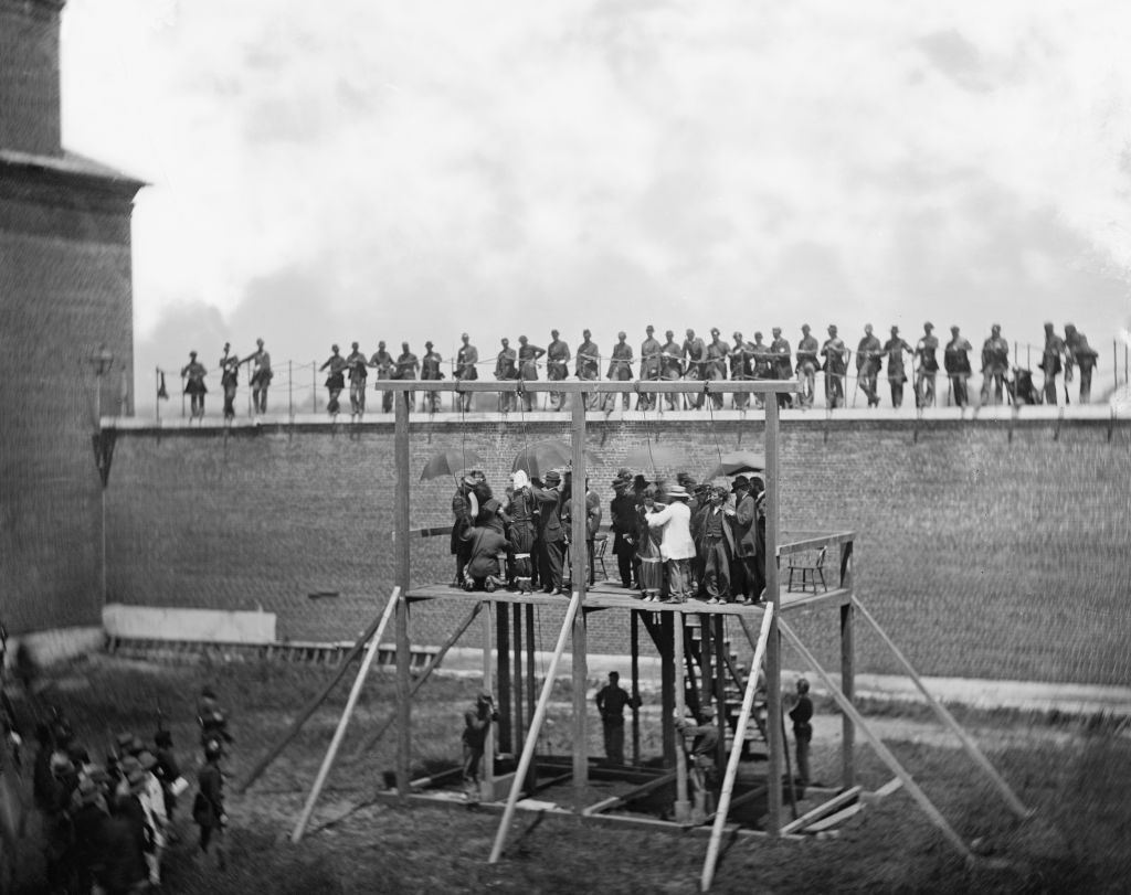 #34 Adjusting Ropes on Scaffold of Conspirators of Assassination of U.S. President, Abraham Lincoln, Arsenal Prison, Washington, DC, July 7, 1865