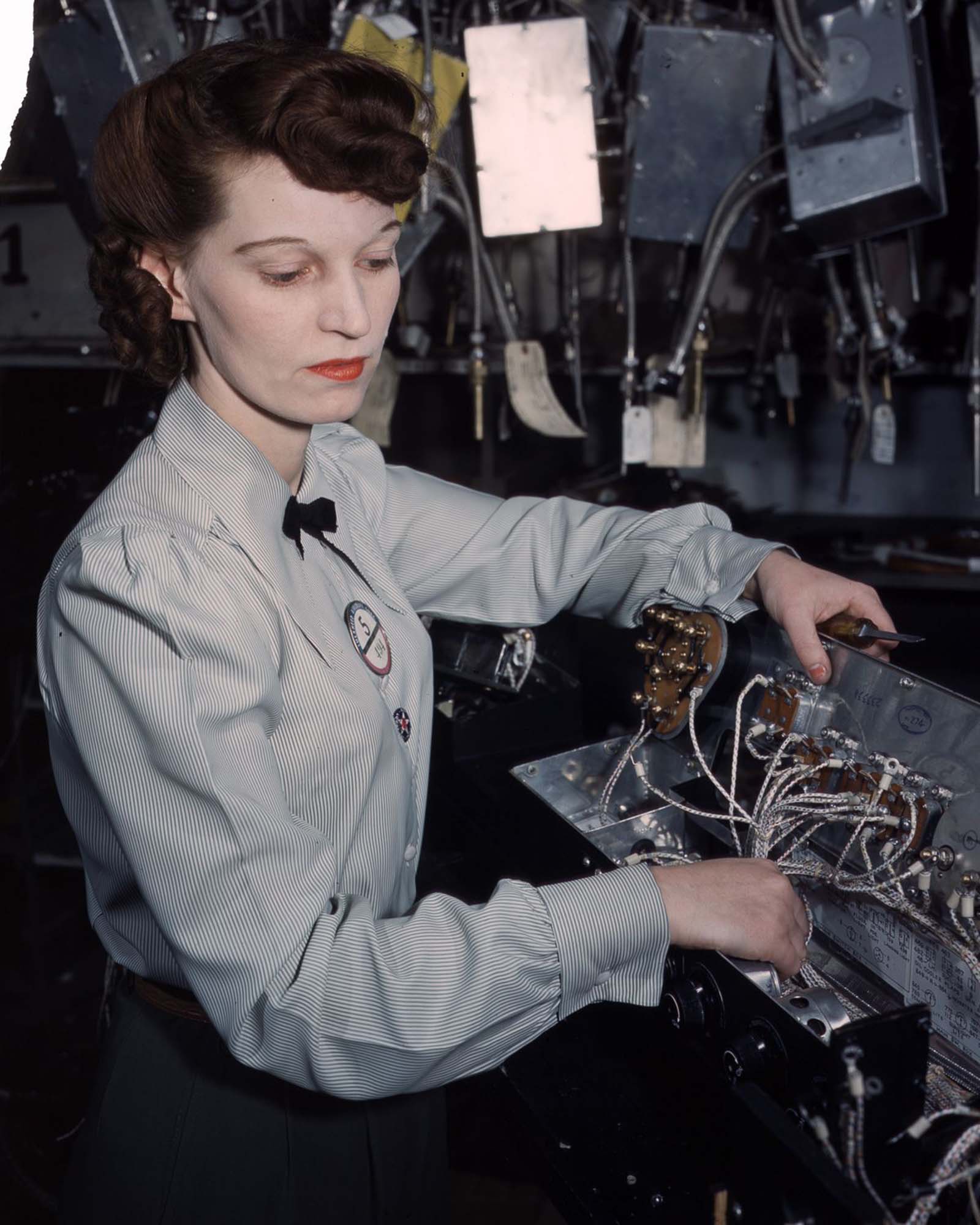 #1 An electronics technician at the Goodyear Aircraft Corporation in Akron, Ohio, 1941.
