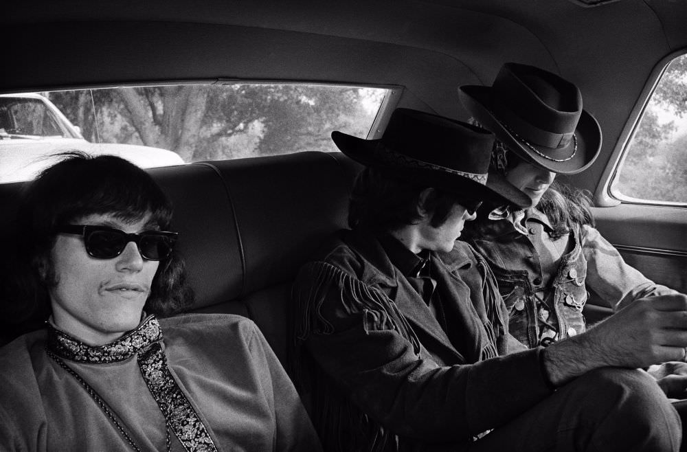 #15 Jorma Kaukonen, Spencer Dryden, and Grace Slick during a photo shoot in Golden Gate Park, May 1967.