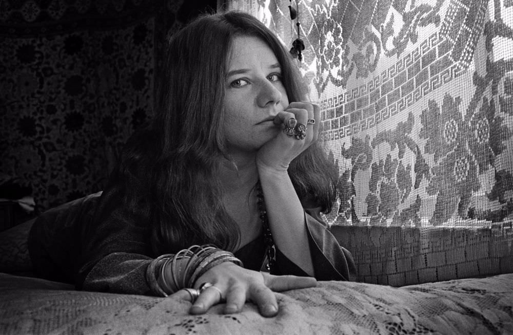 #2 Janis Joplin on her bed, taken in her apartment on Lyon Street, December 1967.