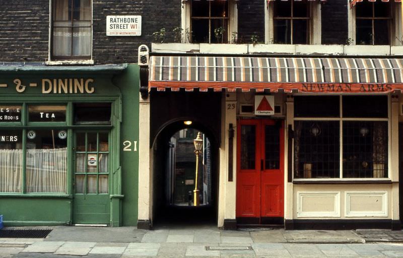 #86 Newman Arms, 23 Rathbone Street, London, February 1976