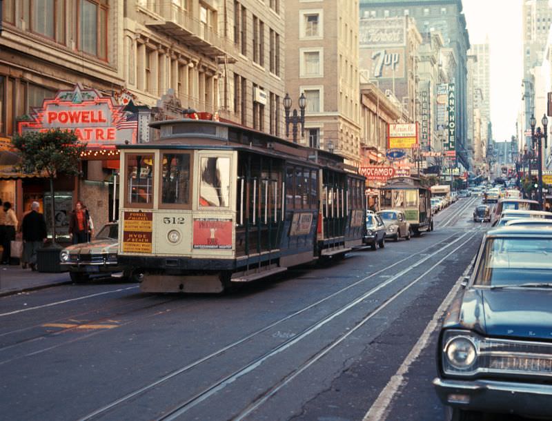 #66 View north on Powell Street just north of Market Street, 1971