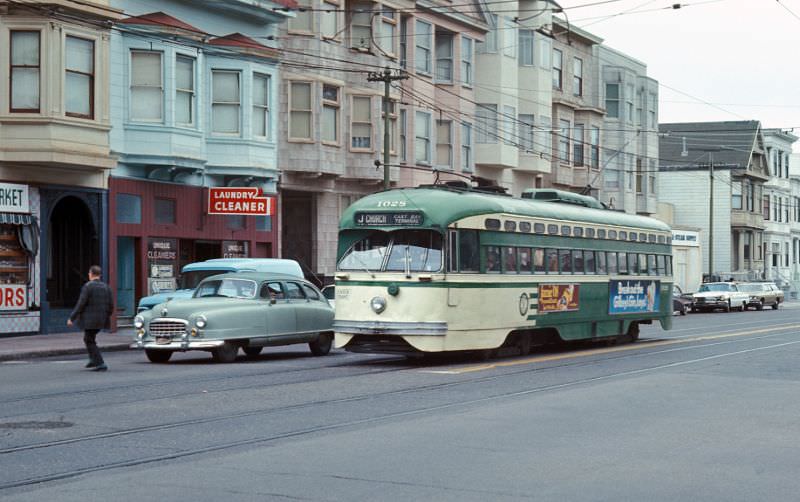 #57 Church Street at Market Street on the J-Line looking east, 1971