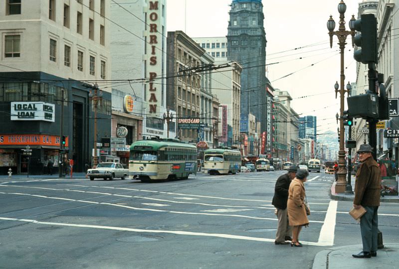 #59 Market Street at 3rd Street/Geary Street looking southwest, 1971