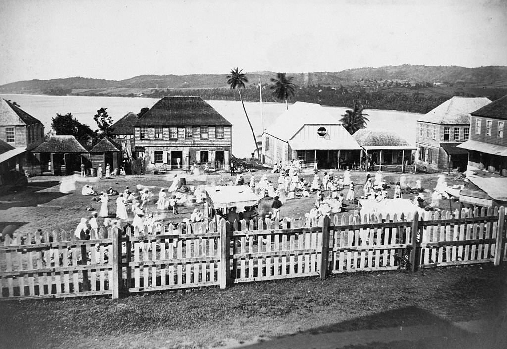 #112 Backyard gathering, Bridgetown, 1870