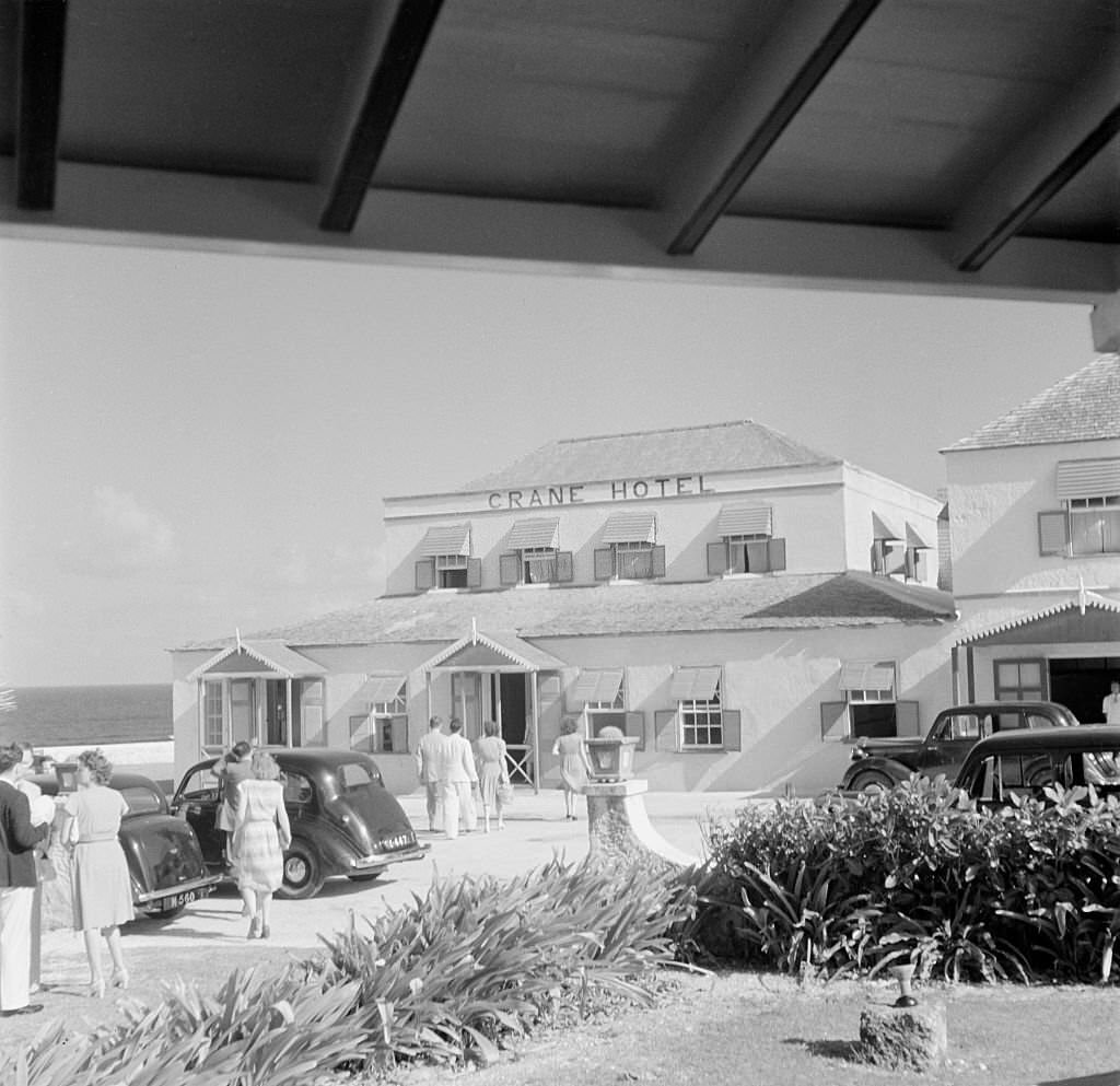 #132 Guest arrive to the Crane Hotel in Bridgetown, 1940