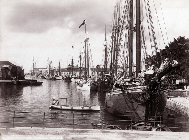#23 Canal and harbor, Bridgetown, 1880s