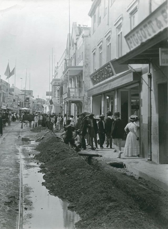 #30 Laying of electrical cables, Broad Street, Bridgetown, 1880s
