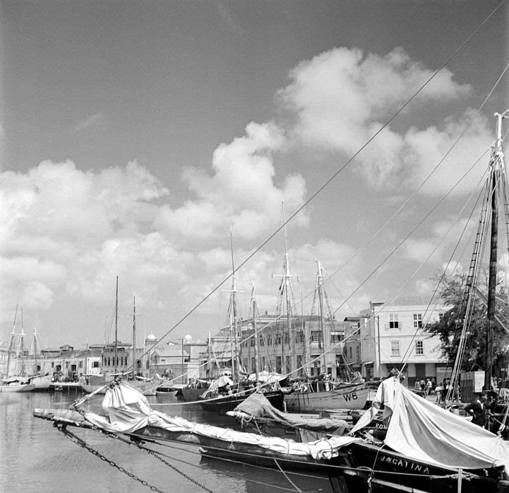 #59 A view of the local harbor in Bridgetown, 1946