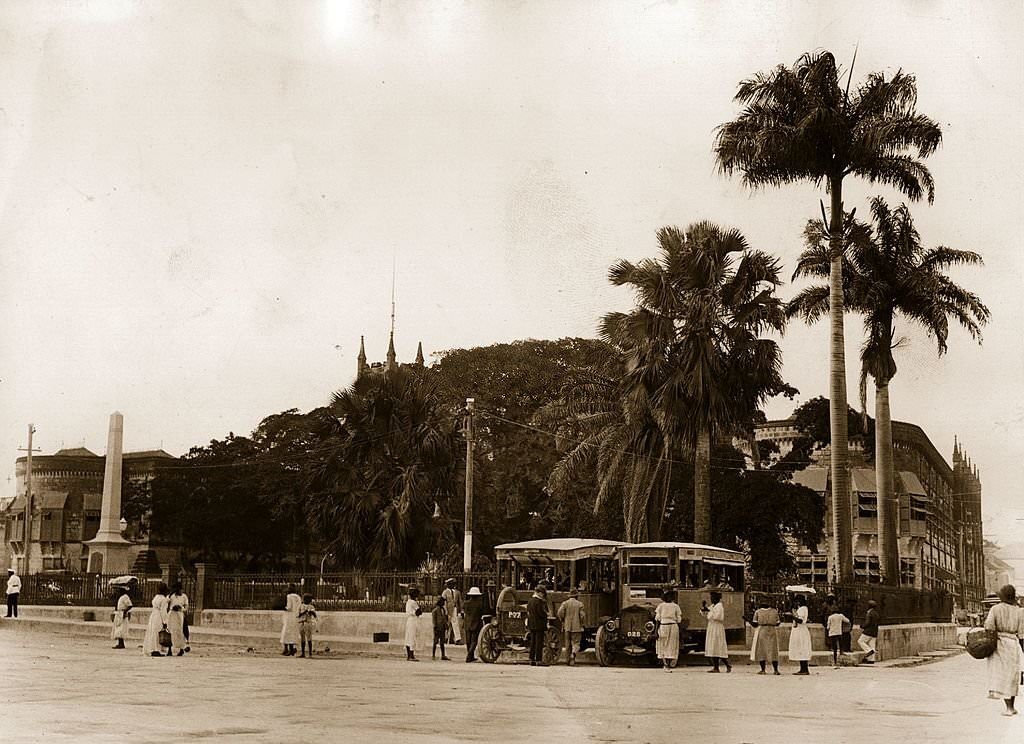 #76 Trafalgar Square in Bridgetown Barbados, showing the War Memorial and Post Offices, 1927