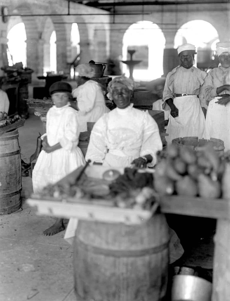 #90 In the market at Bridgetown, Barbados, 1908.