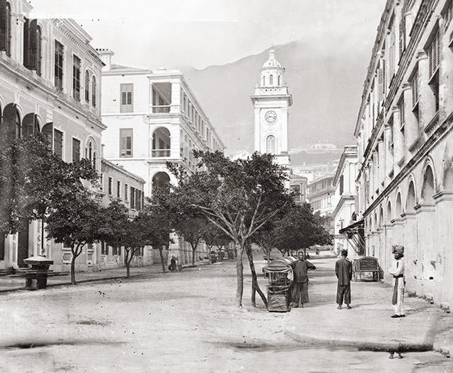 #13 Pedder Street, looking north from the intersection with Des Voeux Road, Hong Kong, 1869