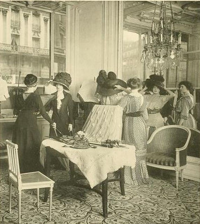 #12 Edwardian Paris Fashion Houses: Stunning Photos of Beautiful Ladies in Tailor Stores in the 1910s #12 F