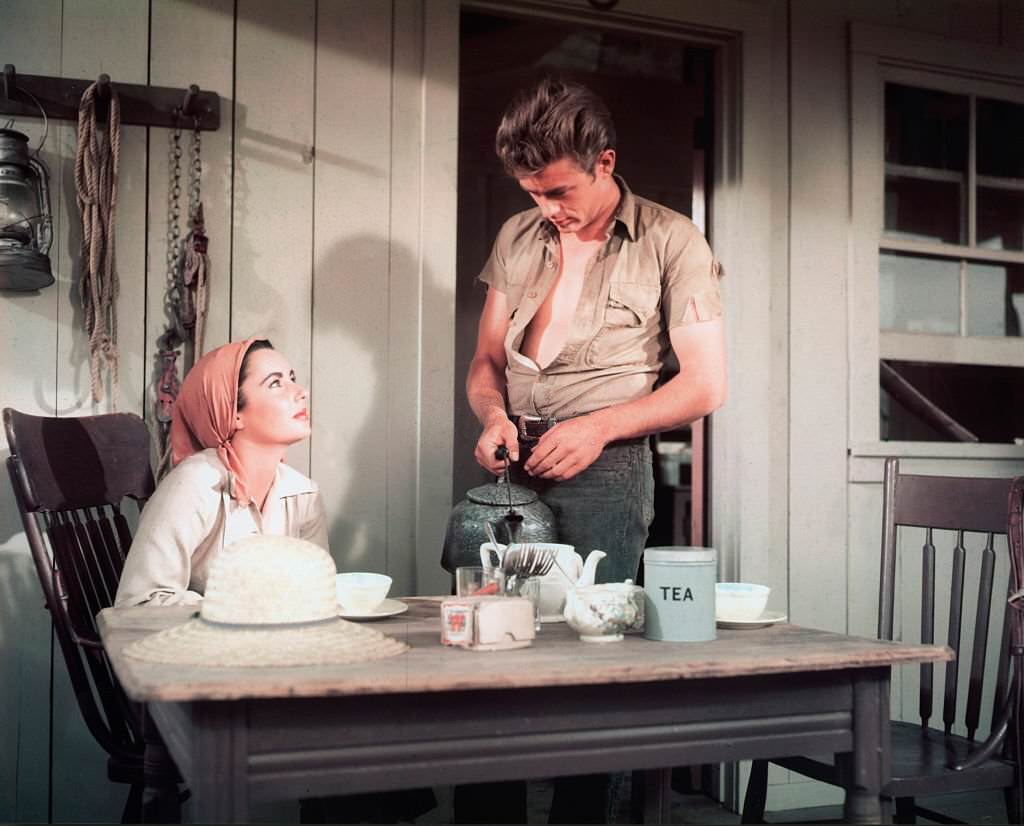 #26 Elizabeth Taylor and James Dean in the 1955 film Giant