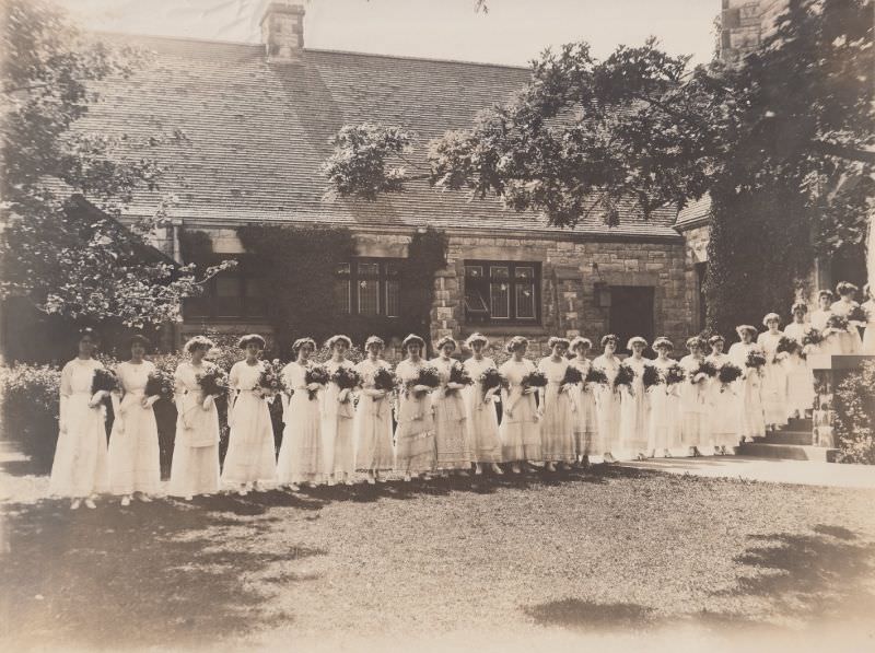 #20 Girton School graduating class of 1912 outside the Winnetka Community House