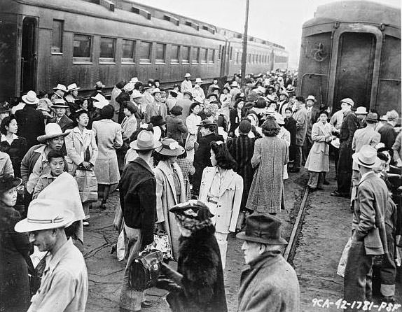 #8 Other evacuees were transported from their residence areas to assembly centers by train / Signal Corps U.S. Army.