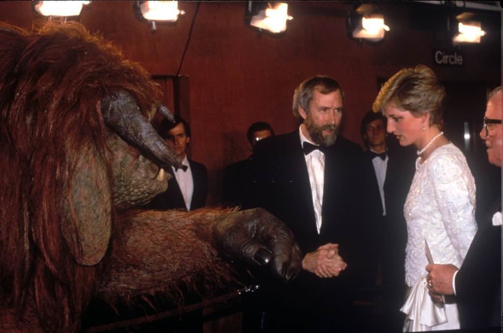 #6 Diana, Princess of Wales,Royal Command Premiere of Labyrinth, London,With Ludo and Jim Henson, 1986