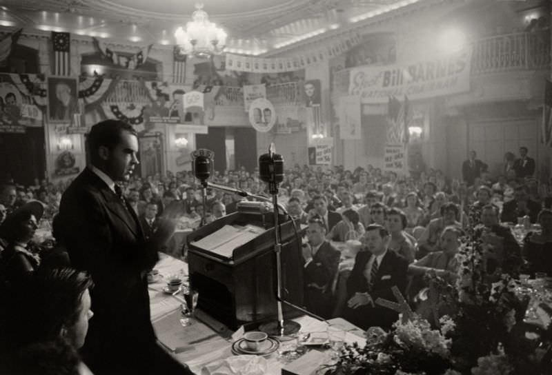 #17 Richard Nixon at Young Republicans Biennial National Convention, Detroit, 1955.
