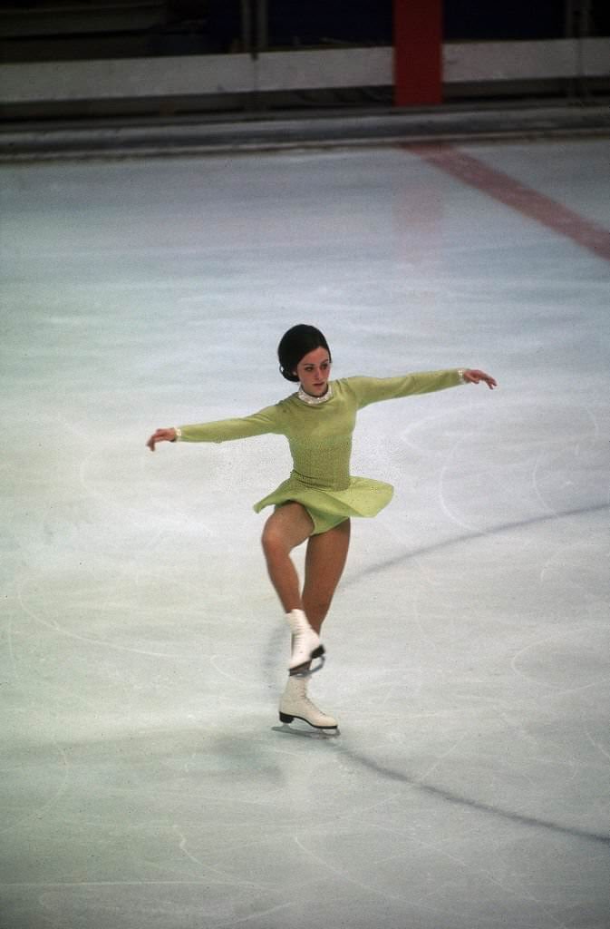 #37 Peggy Fleming in action during Women’s Singles Finals at Ice Stadium at the Parc Paul Mistral, 1958