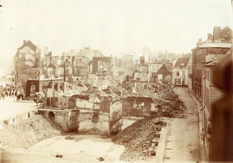 #11 City Hall view of rubble, Leuven, August 1914